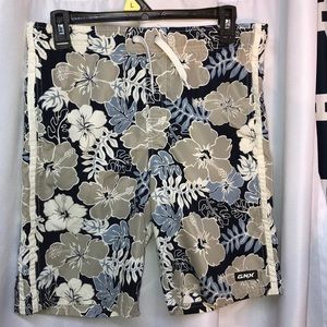 Hawaiian flower swim trunks